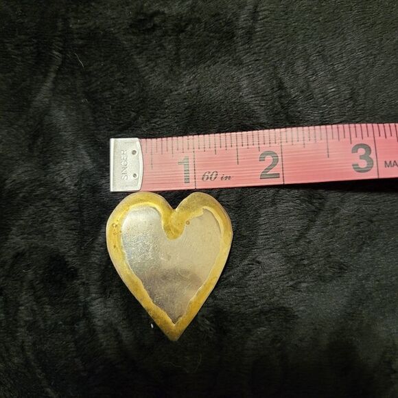 Large silver heart earrings lined in gold - Picture 5 of 6